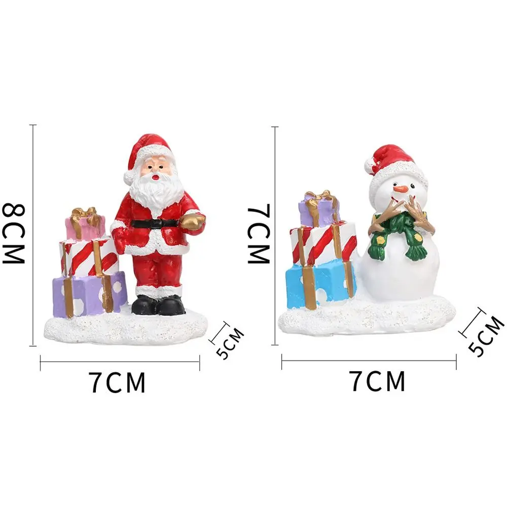Cute Christmas Snowman Figurines Realistic Resin Santa Claus Gift Box Statue Elegant Merry Christmas Decorations