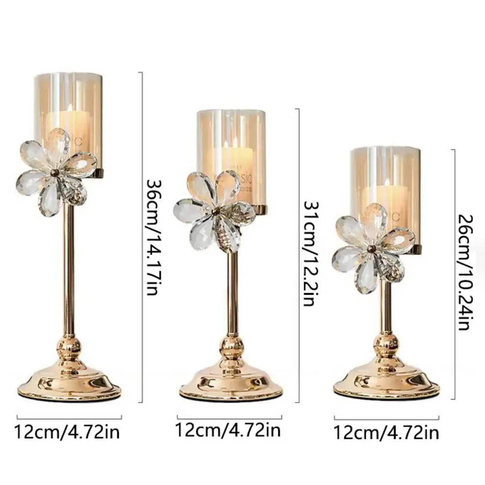 Cup Shaped Petal Glass Candlestick Anti-slip Sturdy Base Romantic Candles Stand Transparent Decorative