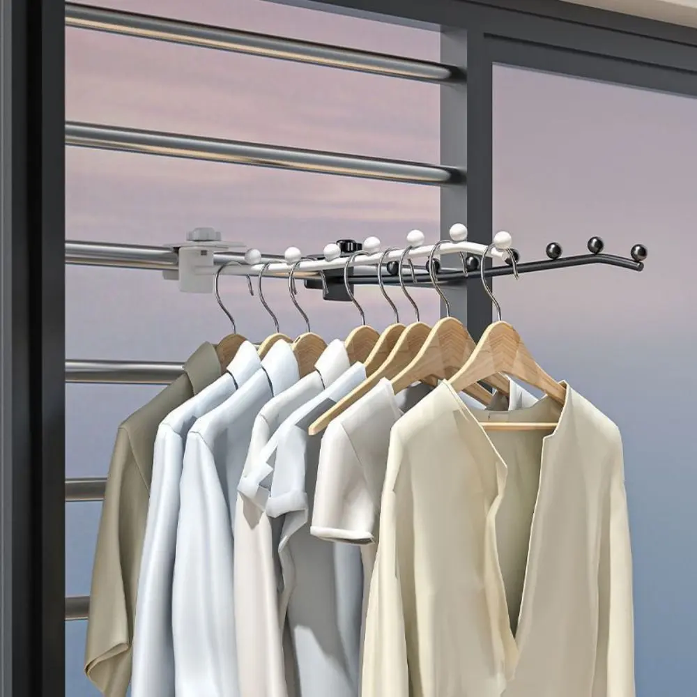 Portable Iron Wall Mount Clothes Hanger Adjustable Black/White Clothes Drying Rack Space Saving Clothes Storage Hangers for Home