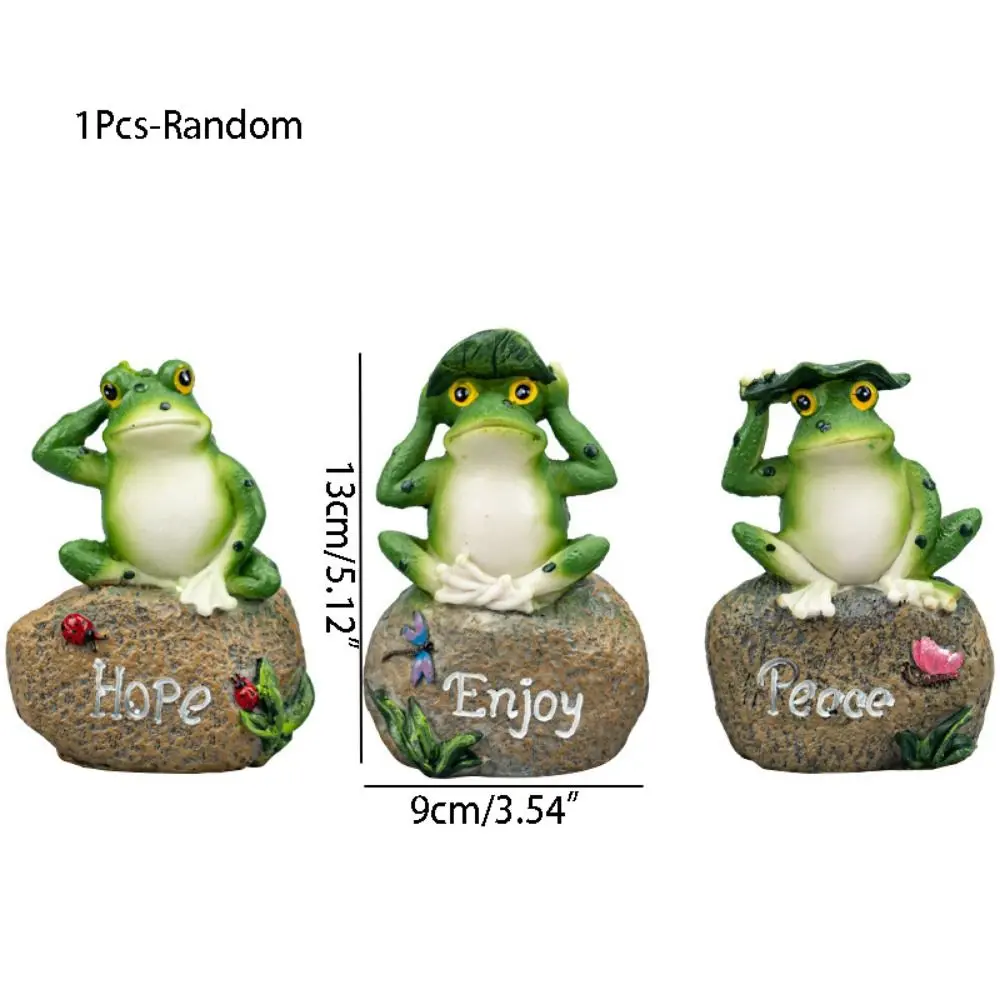 Funny Cute Resin Frog Statue Cartoon 3D Garden Frog Ornament Small English Sign Frog Pond Landscaping