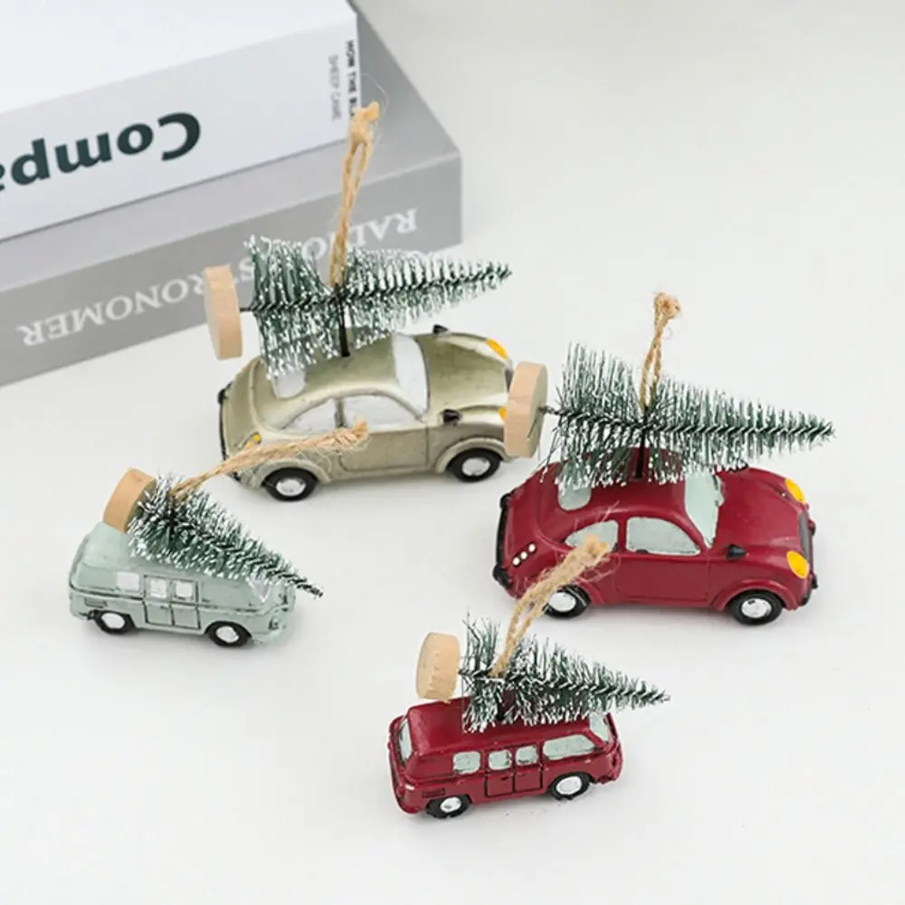 Gifts Hanging Christmas Car Model Pendant Resin Christmas Tree Desktop Ornament Figure Painted Car Miniature Xmas Decoration