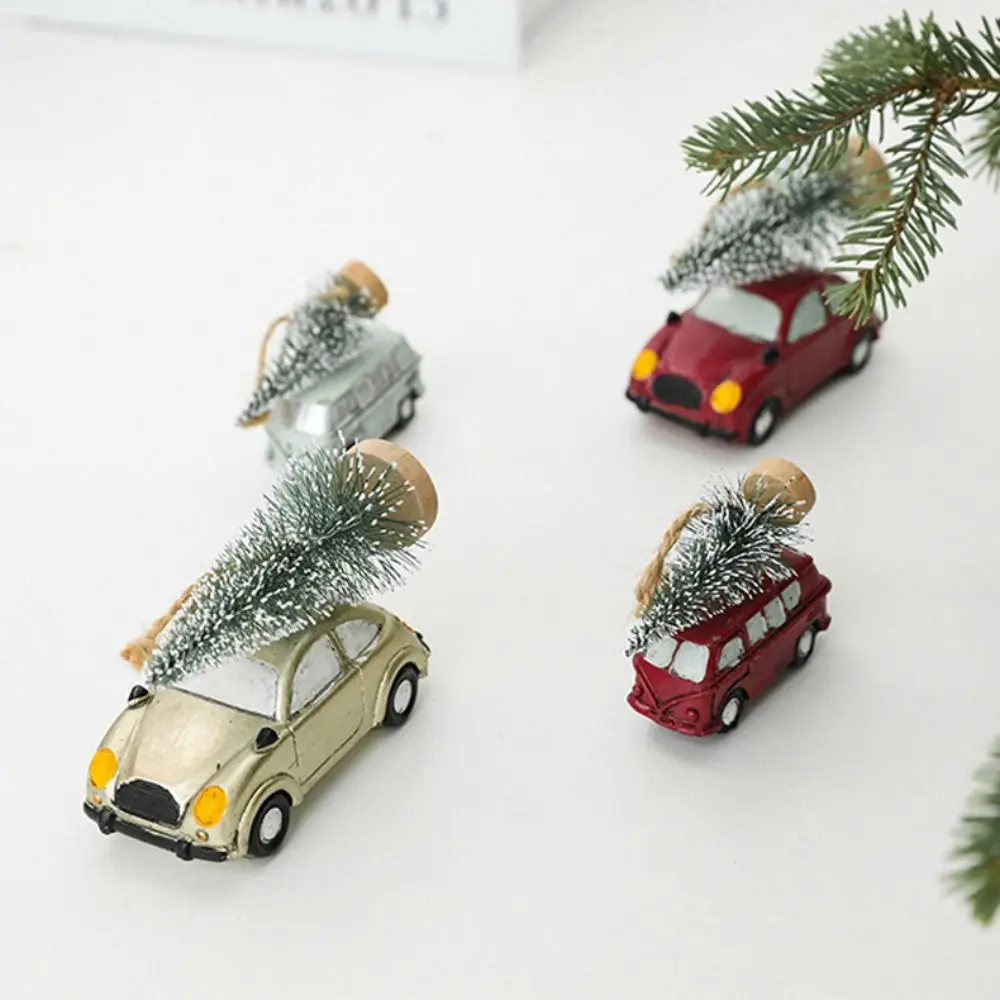 Gifts Hanging Christmas Car Model Pendant Resin Christmas Tree Desktop Ornament Figure Painted Car Miniature Xmas Decoration