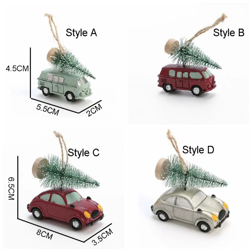 Gifts Hanging Christmas Car Model Pendant Resin Christmas Tree Desktop Ornament Figure Painted Car Miniature Xmas Decoration