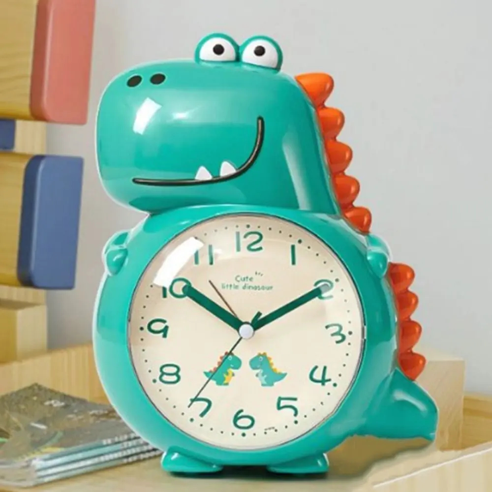 Cartoon Electronic Desk Clock Music Dinosaur Shaped Tabletop Clock with Night Light Battery Powered Children Alarm Clock