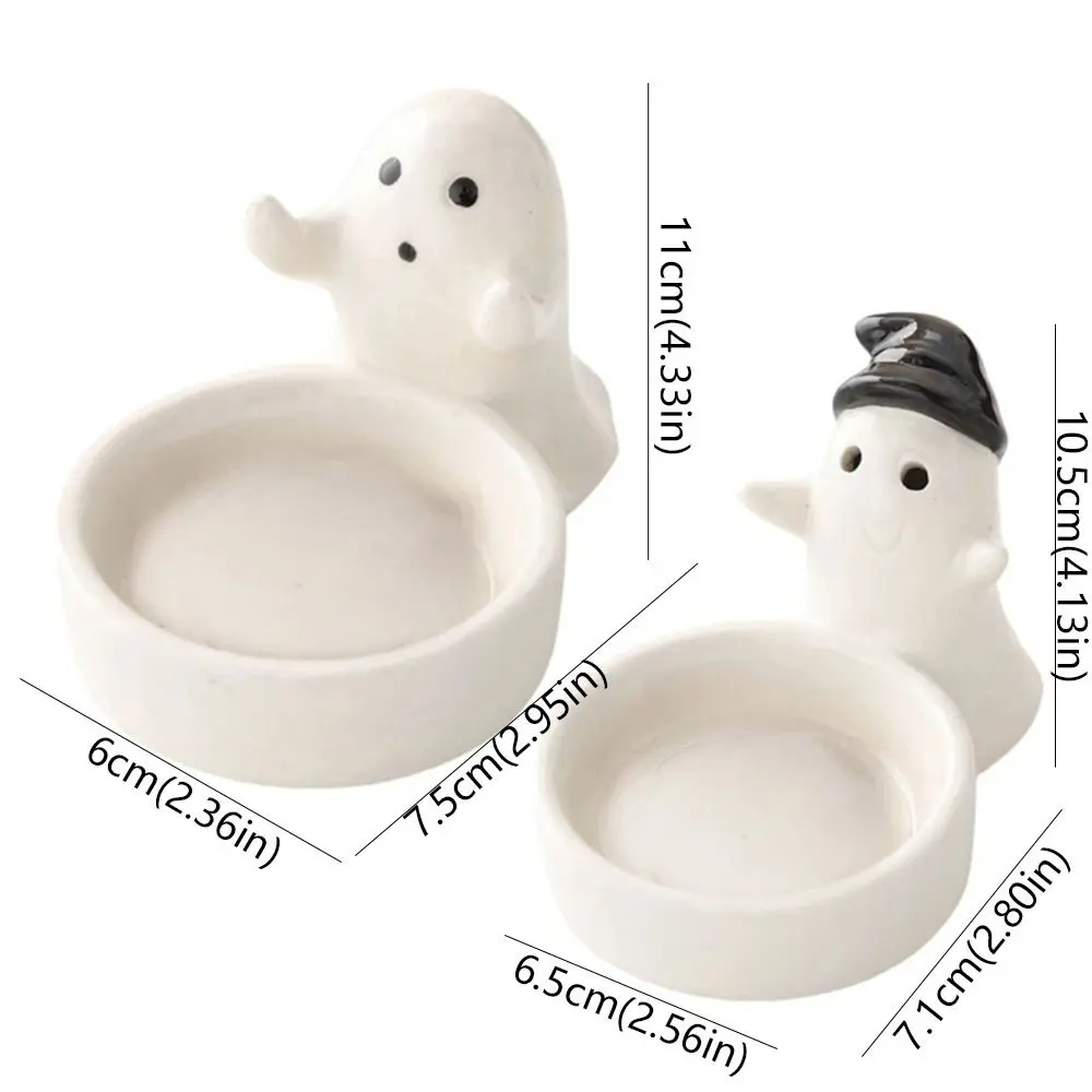 Elegant Ceramic Ghost Candlestick Cartoon Ghost Cute Candle Holder Non-slip Halloween Candlestick Halloween Decoration