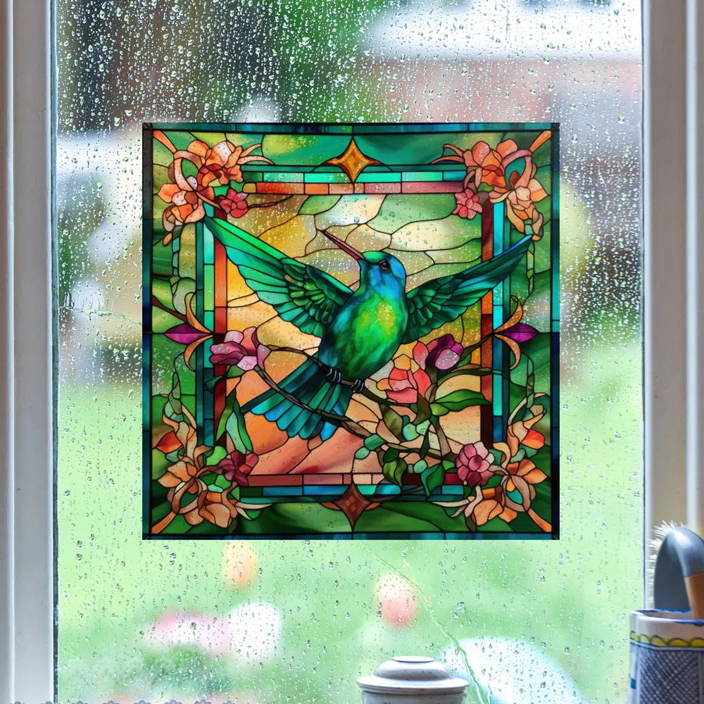 Non-Adhesive Hummingbird Window Decals Reusable Anti-collision Electrostatic Sticker PVC Double-Sided Design Warning Sticker