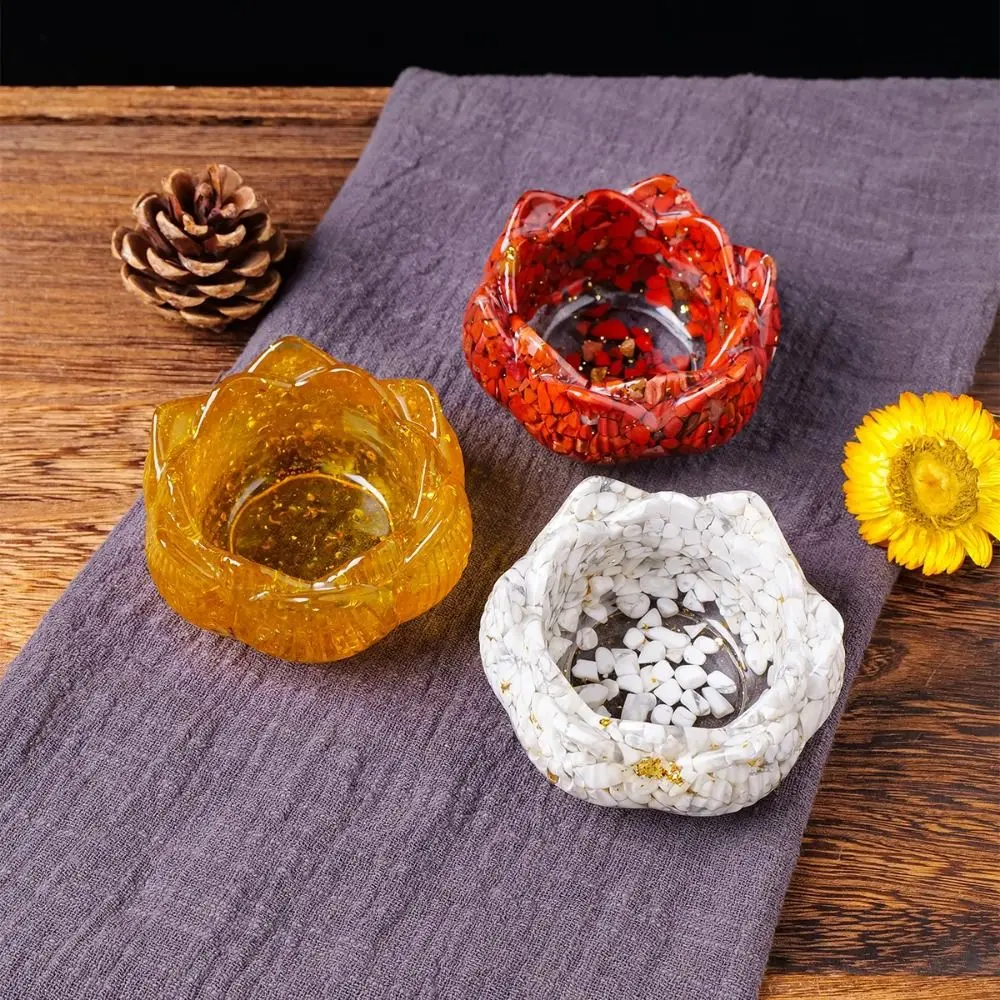 Creative Crystals Lotus Flower Base Lotus Shape Handmade Crystal Incense Holder DIY Craft Household Crystal Ornament