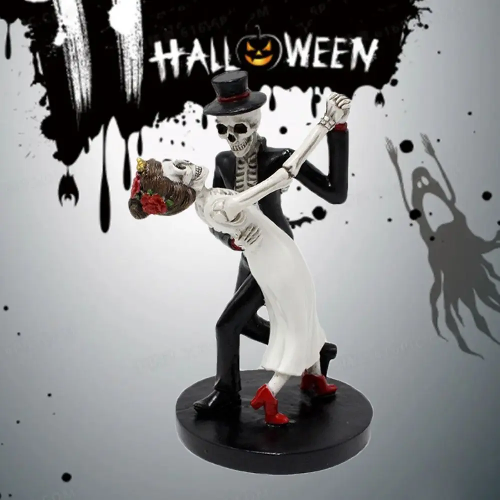 Resin Dancing Skeleton Couple Figurine Mini Funny Dance Skeleton Figurine Decorative Skeleton Couple Ornament Women/Men