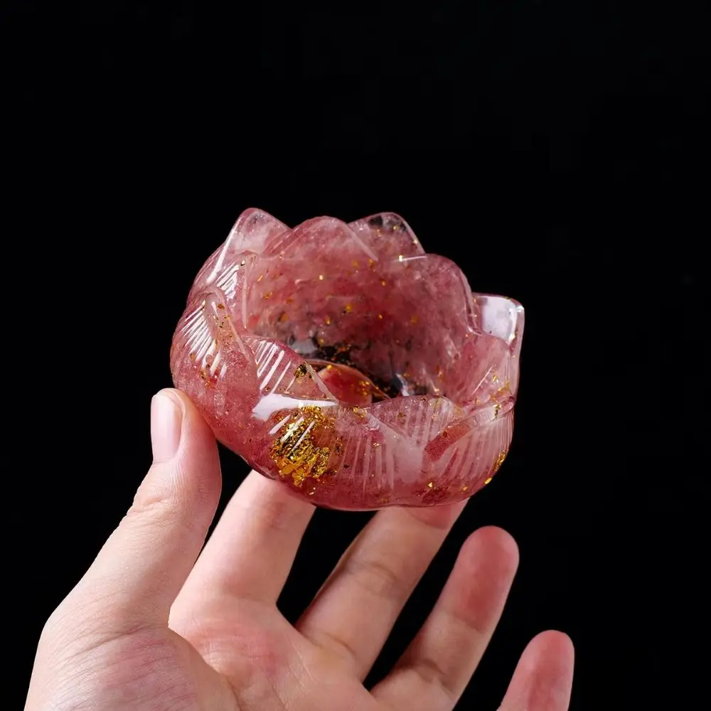 Creative Crystals Lotus Flower Base Lotus Shape Handmade Crystal Incense Holder DIY Craft Household Crystal Ornament