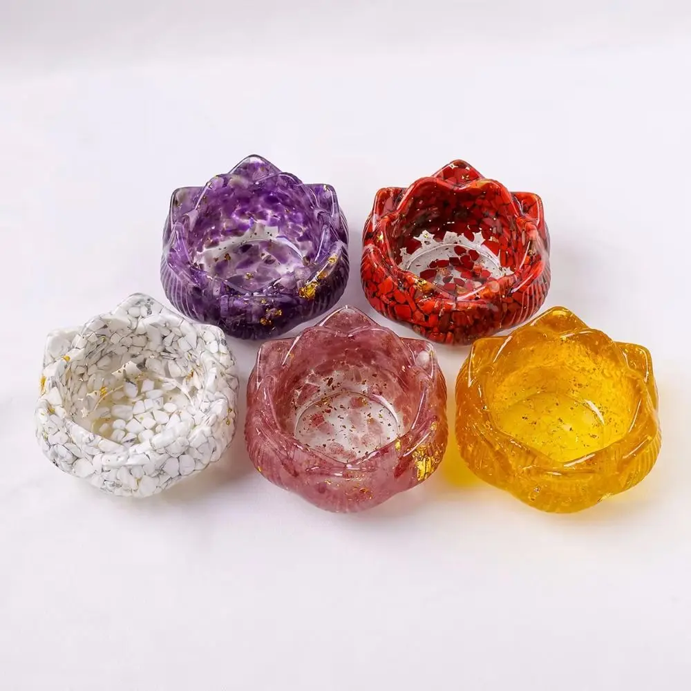 Creative Crystals Lotus Flower Base Lotus Shape Handmade Crystal Incense Holder DIY Craft Household Crystal Ornament