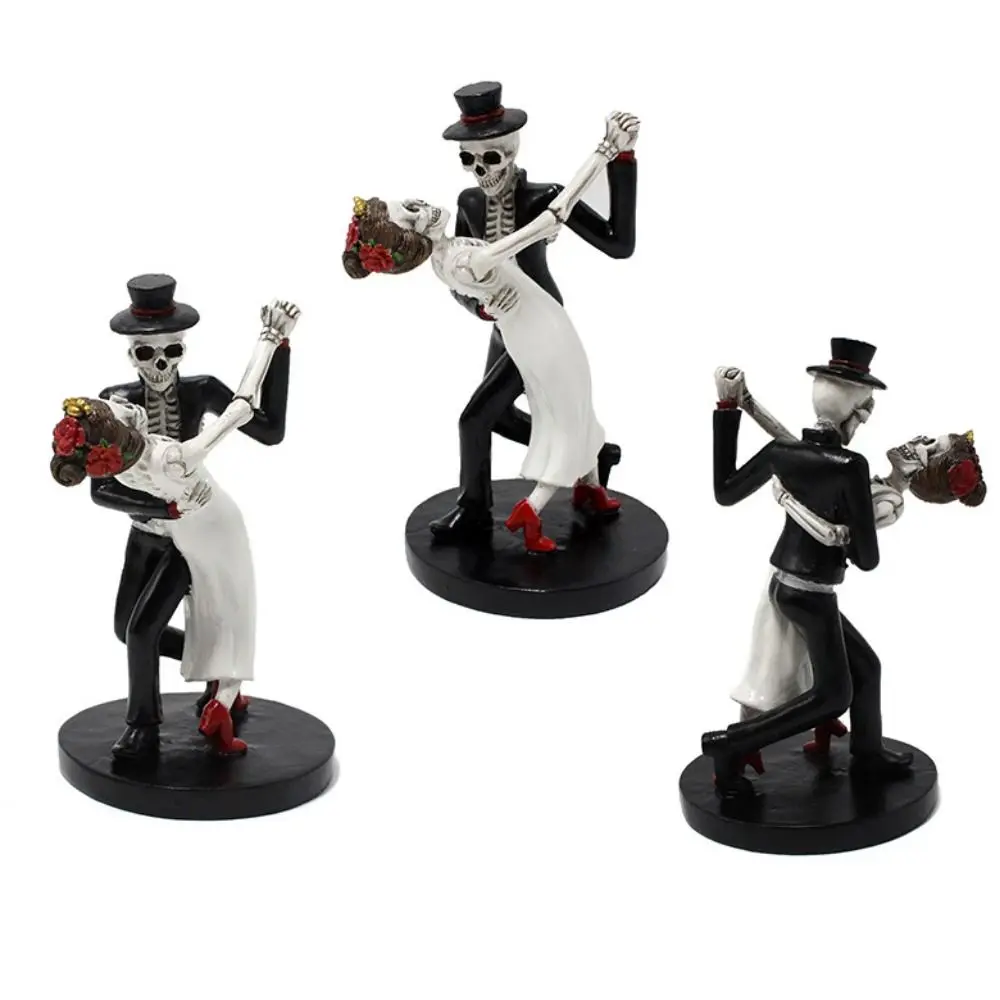 Resin Dancing Skeleton Couple Figurine Mini Funny Dance Skeleton Figurine Decorative Skeleton Couple Ornament Women/Men