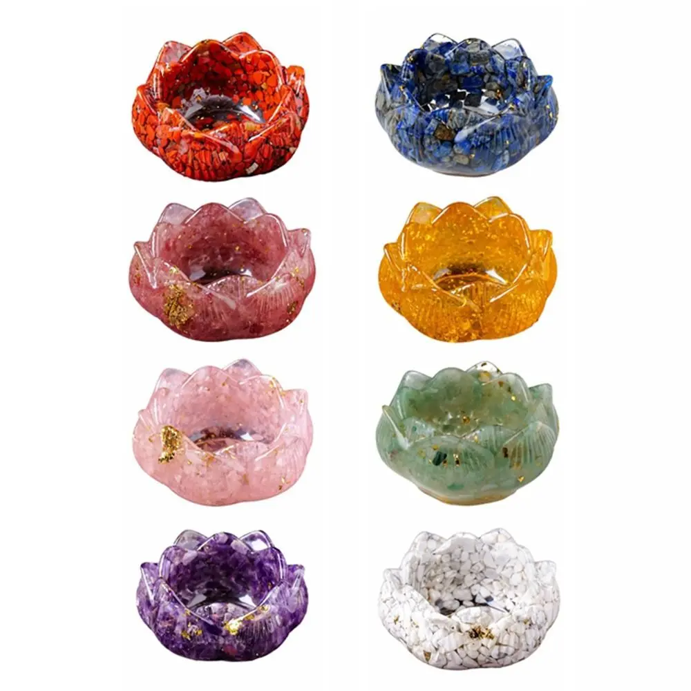 Creative Crystals Lotus Flower Base Lotus Shape Handmade Crystal Incense Holder DIY Craft Household Crystal Ornament