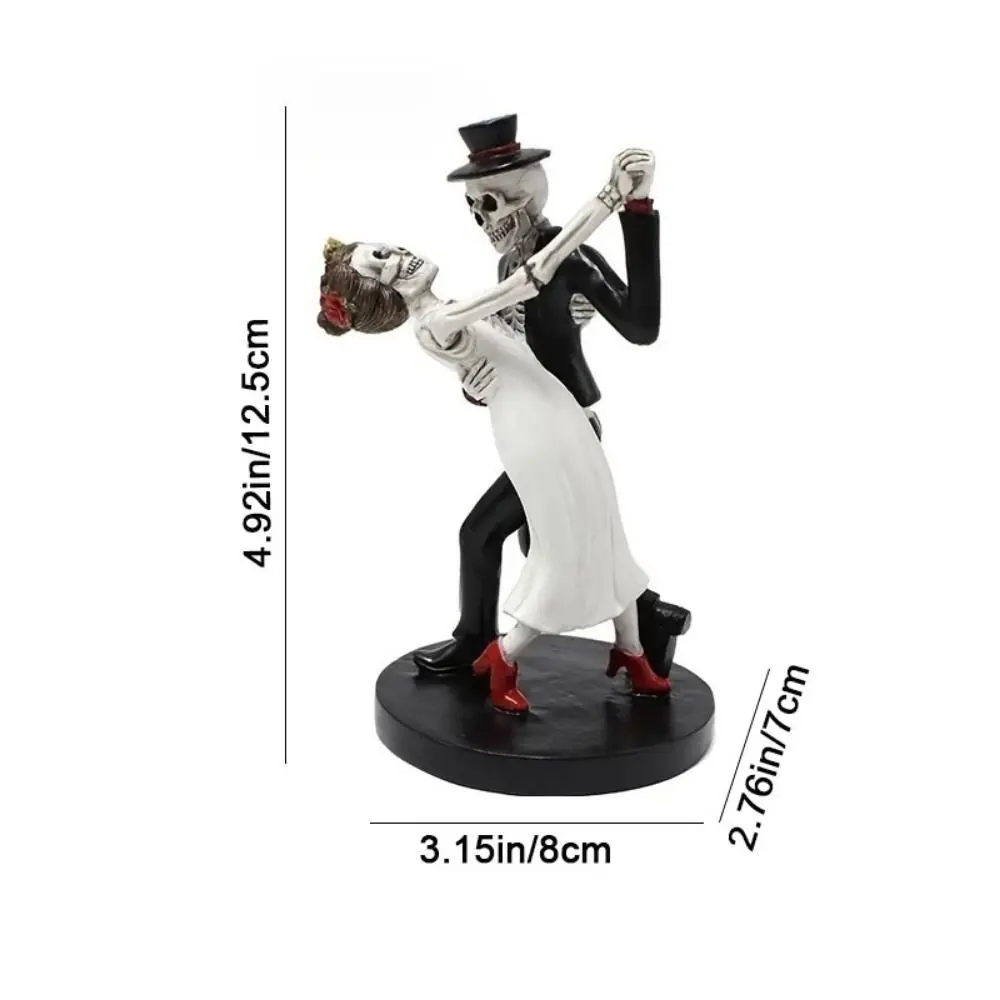 Resin Dancing Skeleton Couple Figurine Mini Funny Dance Skeleton Figurine Decorative Skeleton Couple Ornament Women/Men