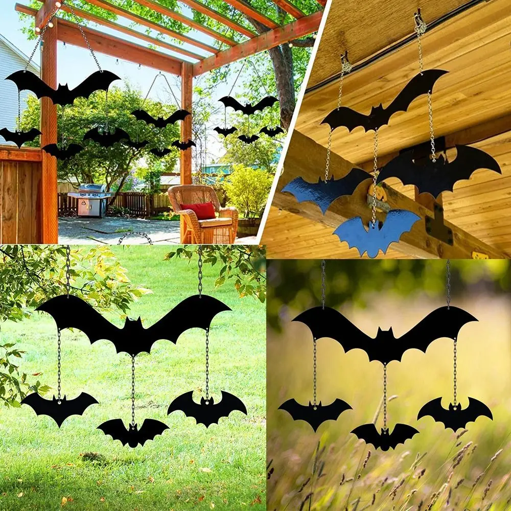 Funny Metal Crafts Halloween Bat Pendant Bat Design Black ​Bat Wind Chime Cartoon Bat Hanging Ornaments Holiday