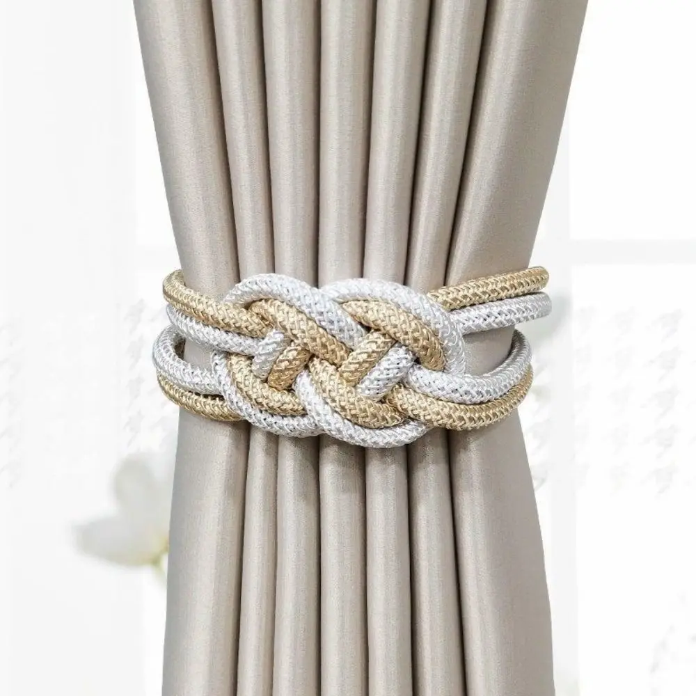 Two-color Braided Curtain Tieback Chinese Knot No Installation Curtain Magnet Buckle Polyester Yarn Magnetic Buckle