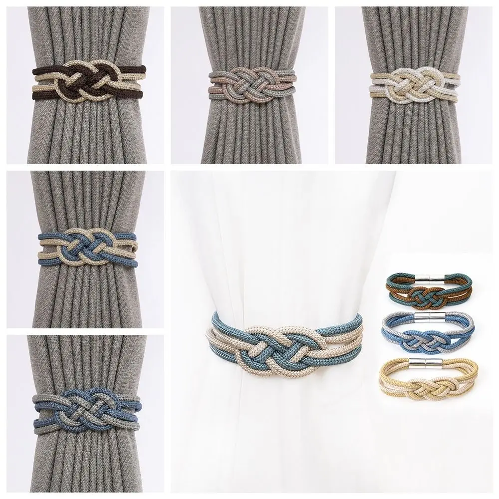 Two-color Braided Curtain Tieback Chinese Knot No Installation Curtain Magnet Buckle Polyester Yarn Magnetic Buckle