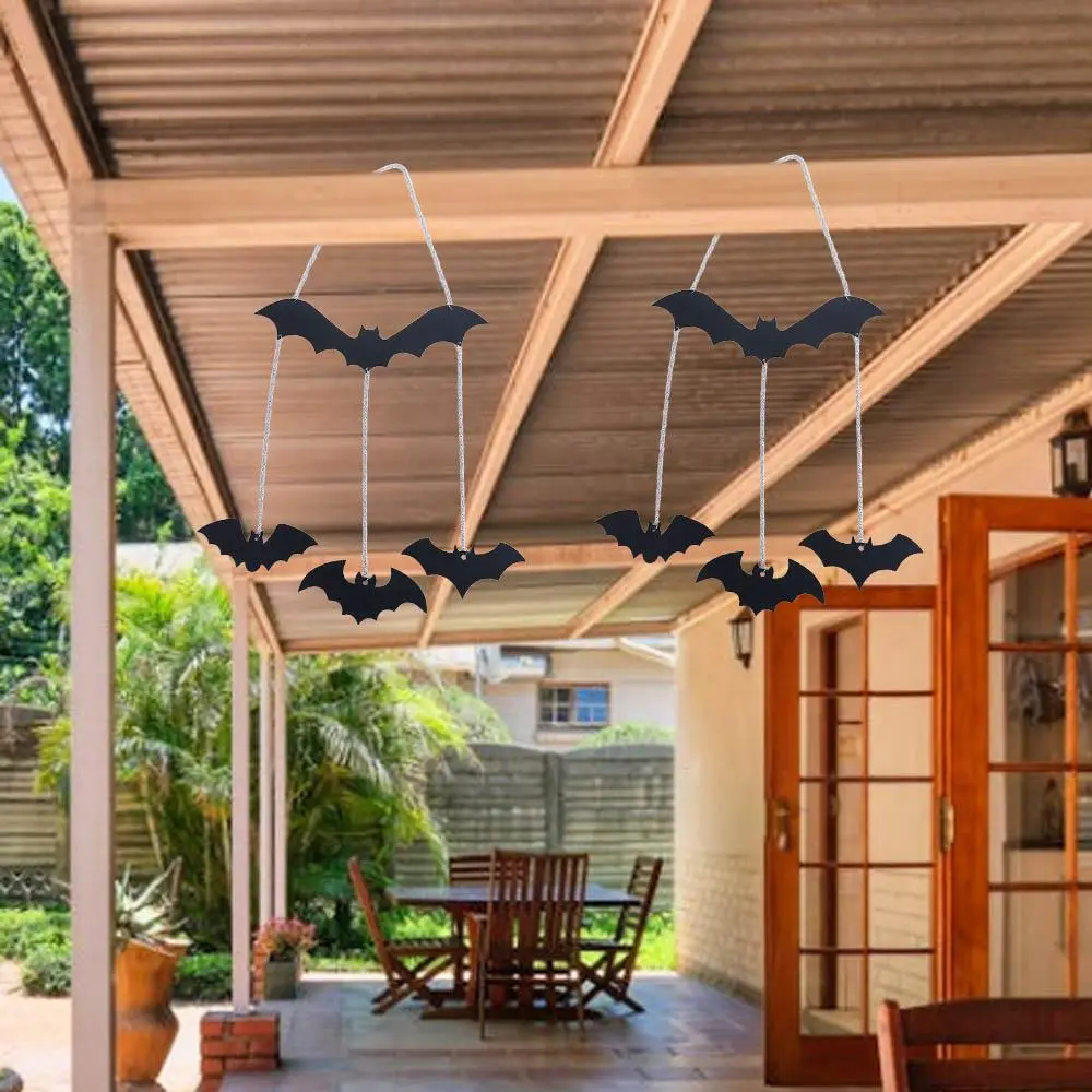 Funny Metal Crafts Halloween Bat Pendant Bat Design Black ​Bat Wind Chime Cartoon Bat Hanging Ornaments Holiday