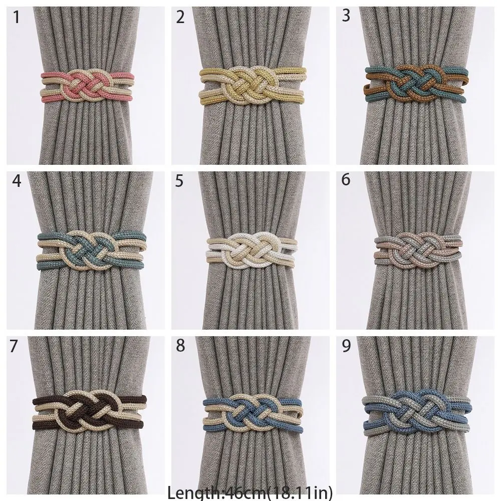 Two-color Braided Curtain Tieback Chinese Knot No Installation Curtain Magnet Buckle Polyester Yarn Magnetic Buckle