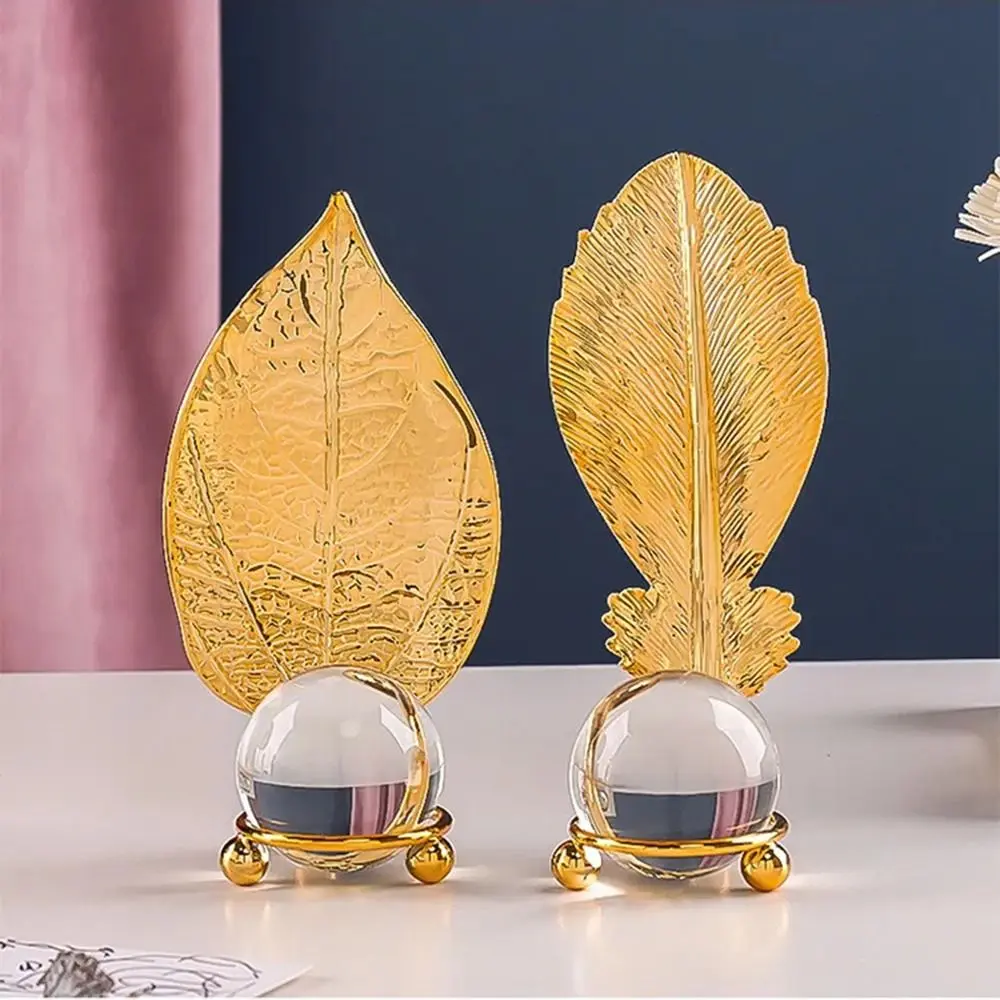 Fine Craftsmanship Leaf Ball Ornaments Non-slip Luxury Crystal Ball Table Decoration Wear-resistant Rust-proof
