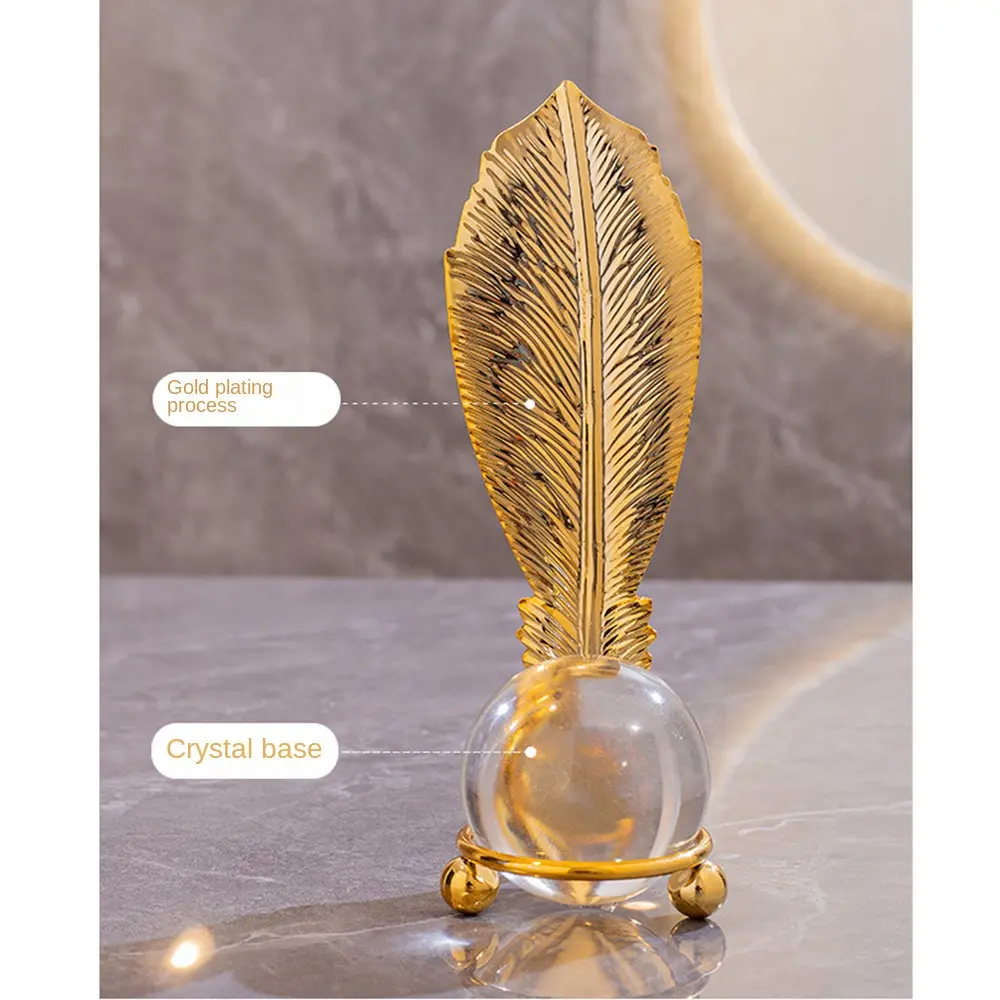Fine Craftsmanship Leaf Ball Ornaments Non-slip Luxury Crystal Ball Table Decoration Wear-resistant Rust-proof