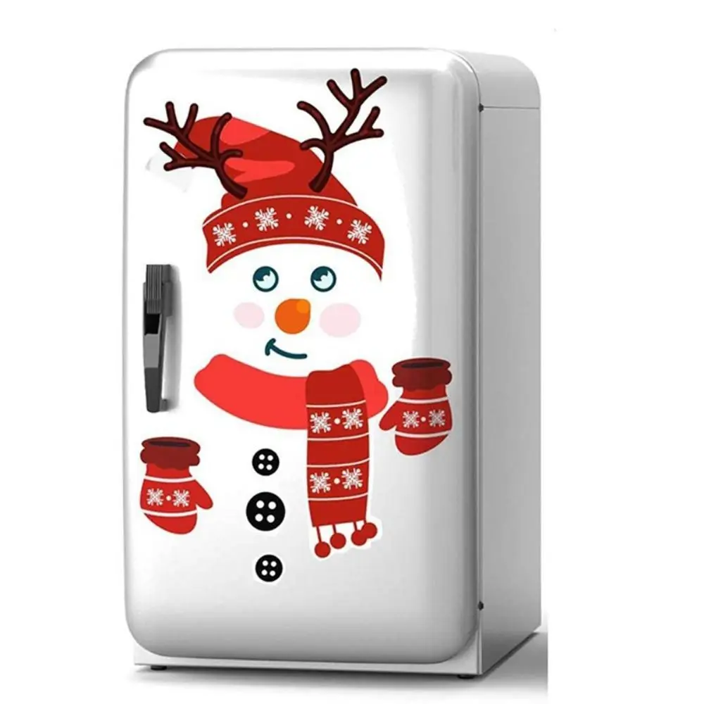 Cute Graffiti Christmas Snowman Stickers PVC Cartoon Snowman Refrigerator Sticker DIY Self-adhesive Snowman Door Decal Glass