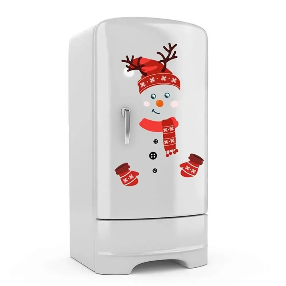 Cute Graffiti Christmas Snowman Stickers PVC Cartoon Snowman Refrigerator Sticker DIY Self-adhesive Snowman Door Decal Glass