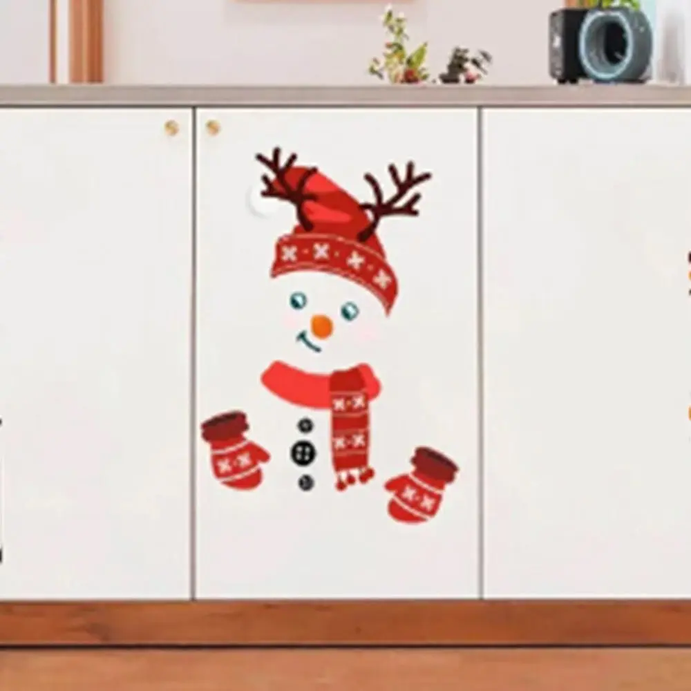 Cute Graffiti Christmas Snowman Stickers PVC Cartoon Snowman Refrigerator Sticker DIY Self-adhesive Snowman Door Decal Glass