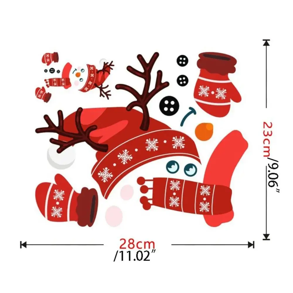 Cute Graffiti Christmas Snowman Stickers PVC Cartoon Snowman Refrigerator Sticker DIY Self-adhesive Snowman Door Decal Glass