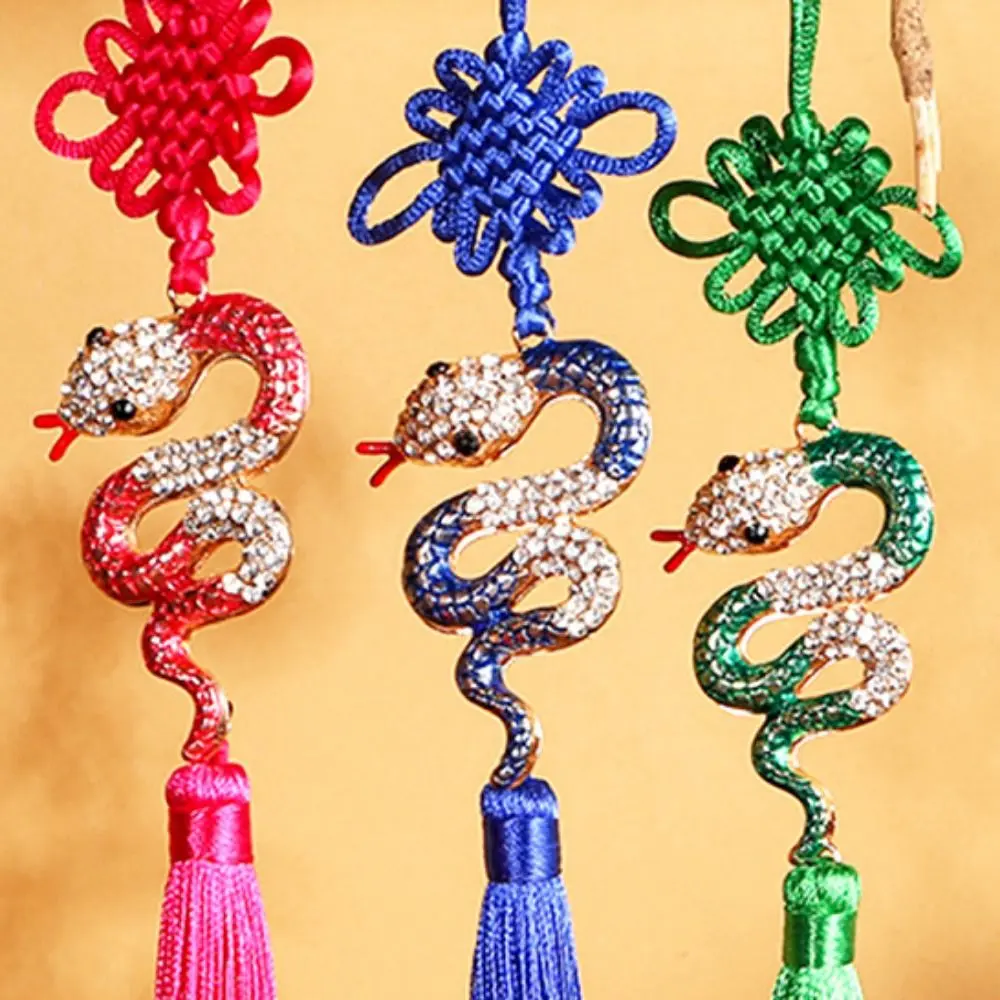 Hanging Chinese Knot Pendant Polyester Hand Woven Spring Festive Decor Pendant with Tassel Exquisite Car Pendant Living Room