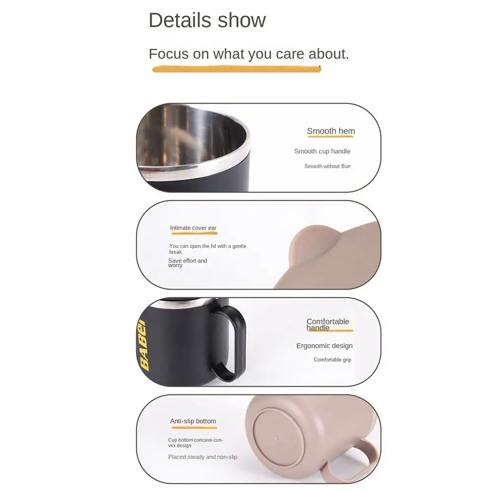 304 Stainless Steel Thermal Mug Double-Layered Large Capacity Vacuum Flask Heat-resistant 400ml Milk Tea Cup Outdoor Sports