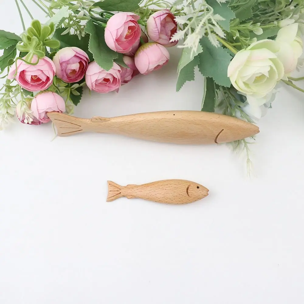 Creative Wood Carving Artificial Sea Fish Toy DIY Craft Realistic Fake Fish Ornament Handmade Fish Playset Model Kids Favor Toy