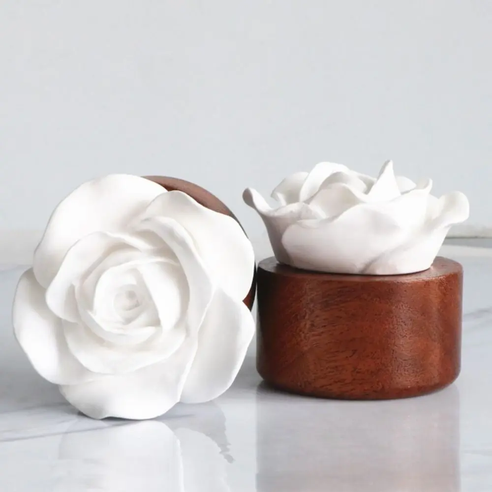 Wooden Base Flower Aromatherapy Diffuser Ornaments Portable Diffuser Stone Non-Electric Handmade Car Air Fresheners Decorations