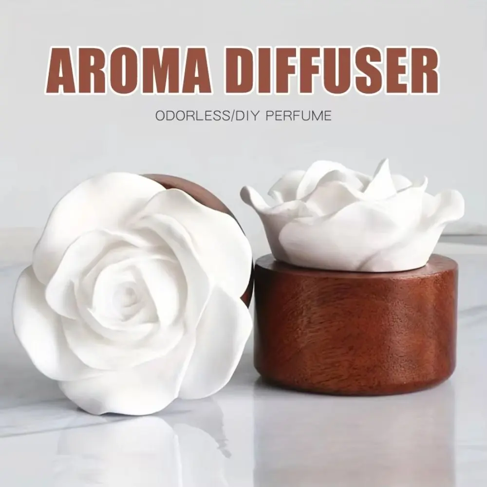Wooden Base Flower Aromatherapy Diffuser Ornaments Portable Diffuser Stone Non-Electric Handmade Car Air Fresheners Decorations