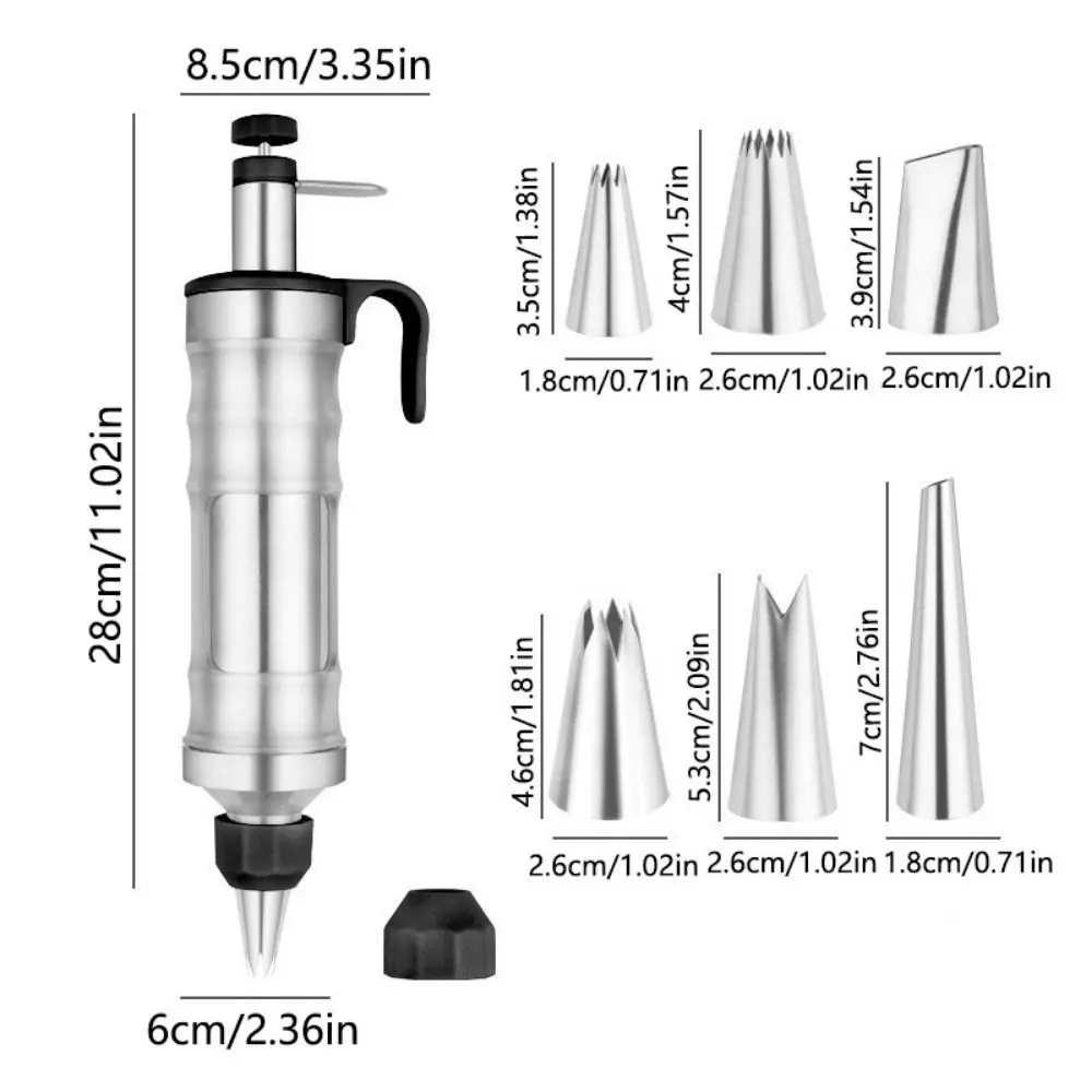 Stainless Steel Dessert Piping Set Wear Resistant Non Stick Cake Icing Decorating Tools Food-grade 6 Nozzles Cookie Making Tools