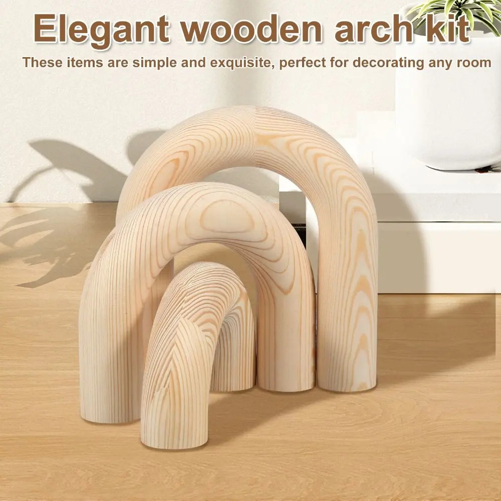 Boho Style Decorative Wood Arc Ornament Hand-carved Handmade Arched Wooden Model Unique Arch Craft Ornament Room