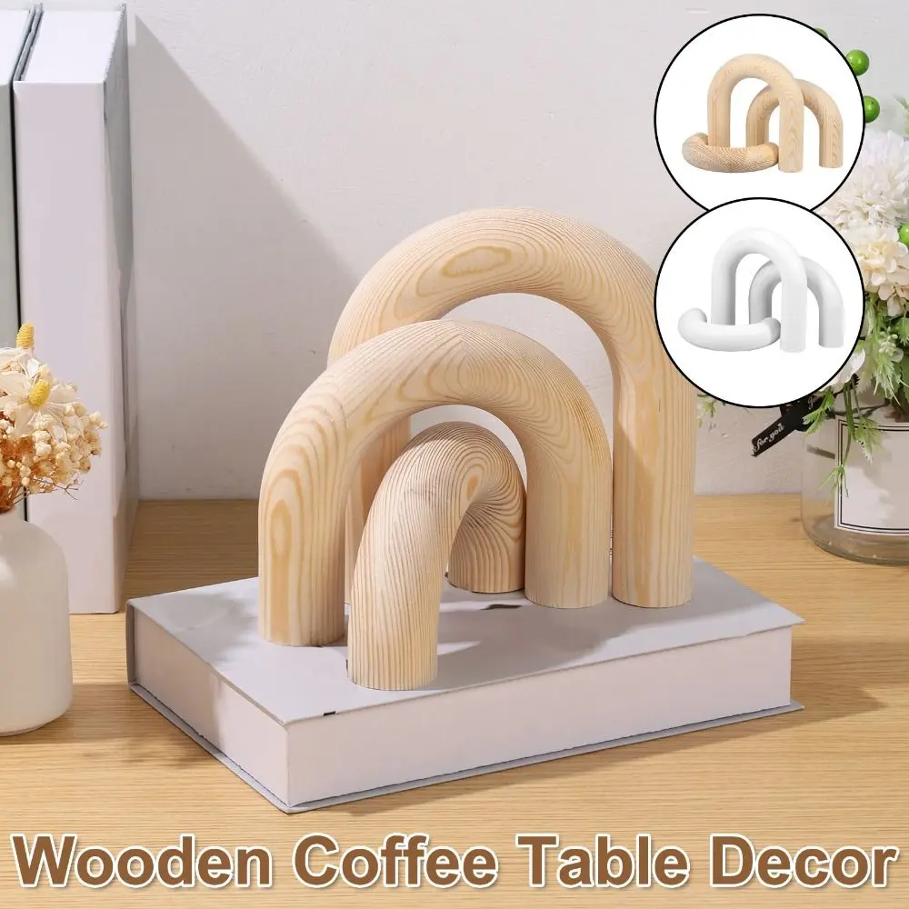 Boho Style Decorative Wood Arc Ornament Hand-carved Handmade Arched Wooden Model Unique Arch Craft Ornament Room