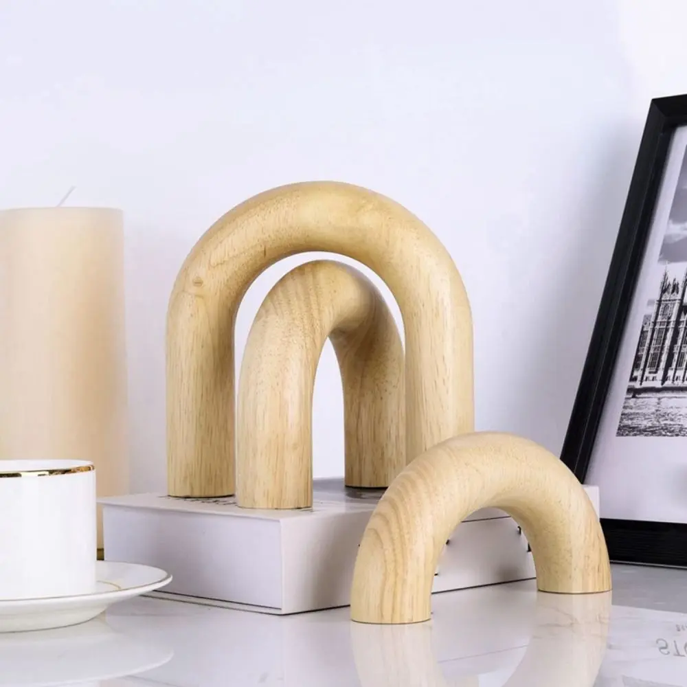 Boho Style Decorative Wood Arc Ornament Hand-carved Handmade Arched Wooden Model Unique Arch Craft Ornament Room