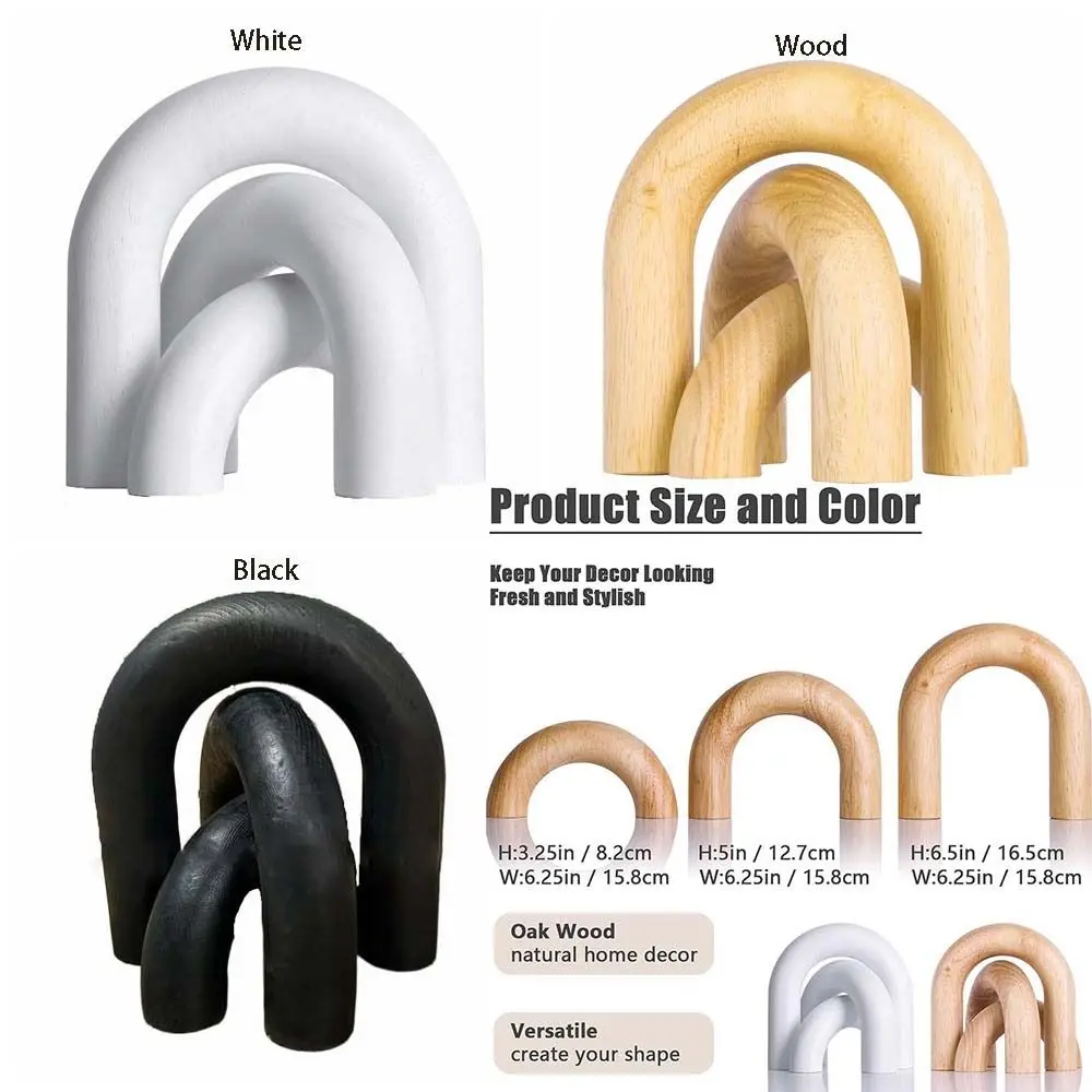 Boho Style Decorative Wood Arc Ornament Hand-carved Handmade Arched Wooden Model Unique Arch Craft Ornament Room