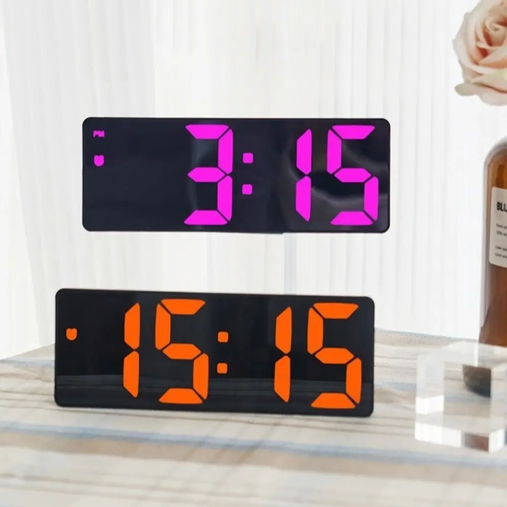 12/24H Display Smart Digital Alarm Clock Temperature Display Snooze Function LED Desk Clock 3 Brightness Adjustable