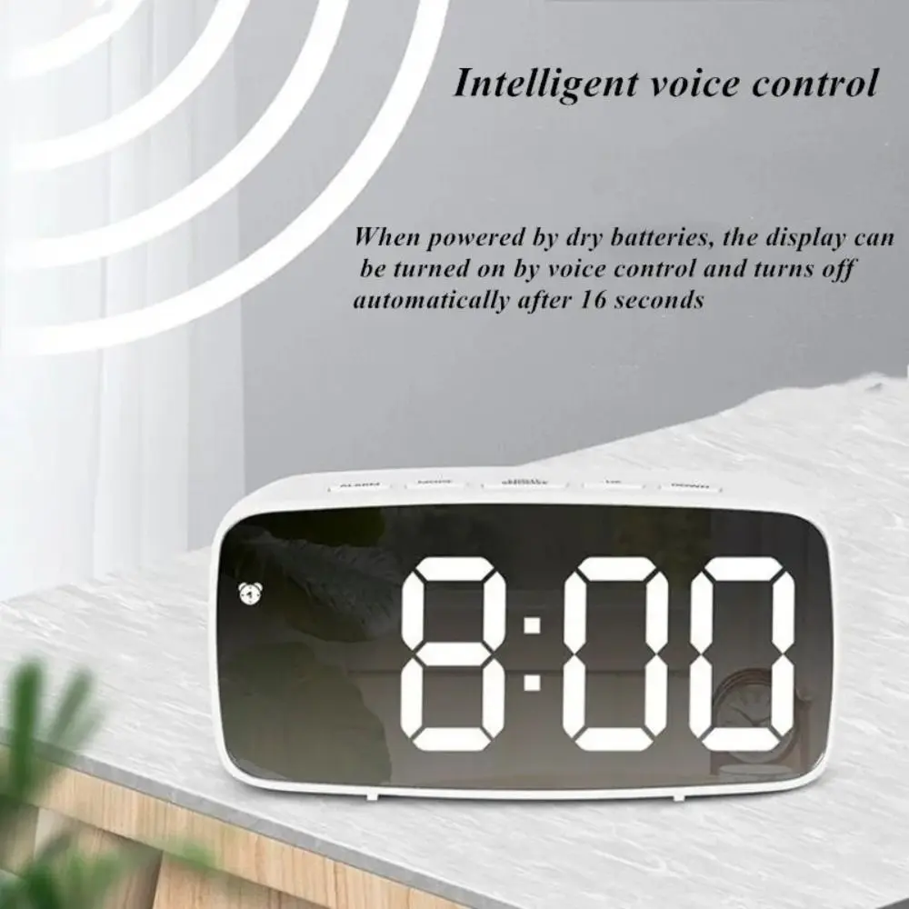 12/24H Display Smart Digital Alarm Clock Temperature Display Snooze Function LED Desk Clock 3 Brightness Adjustable