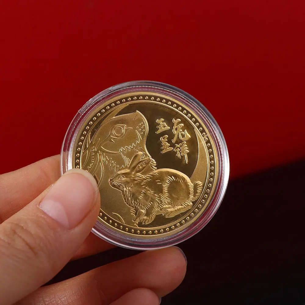Chinese 2023 Decorative New Year Gifts Twelve Zodiac for Wealth and Luck Collectible Rabbit Coin Souvenir Commemorative Coin