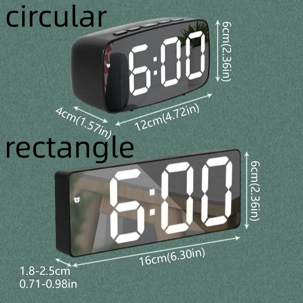 12/24H Display Smart Digital Alarm Clock Temperature Display Snooze Function LED Desk Clock 3 Brightness Adjustable