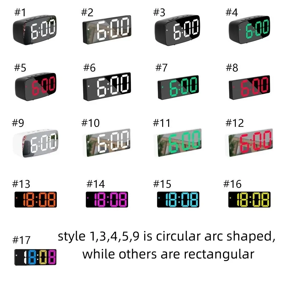 12/24H Display Smart Digital Alarm Clock Temperature Display Snooze Function LED Desk Clock 3 Brightness Adjustable