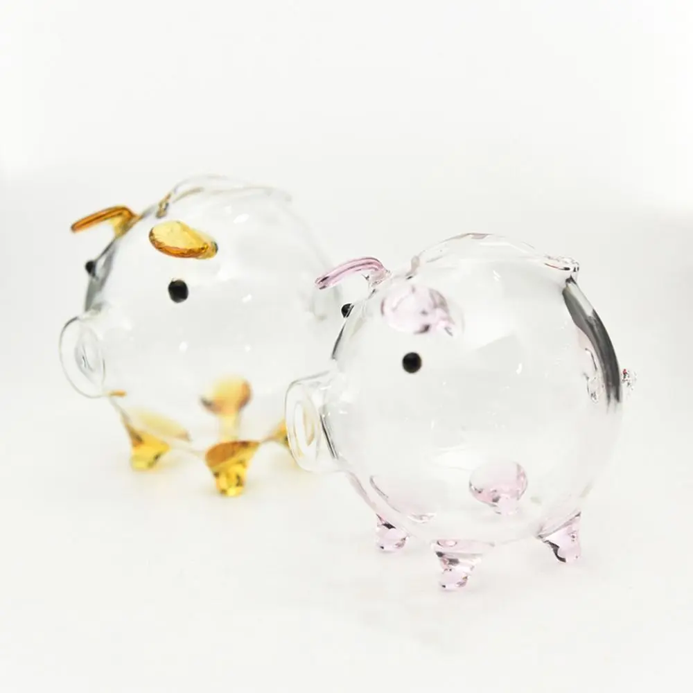 Cute Cartoon Piggy Money Bank Multi-purpose Handmade Coins Saving Box Durable Lightweight Glass Money Jar Desktop