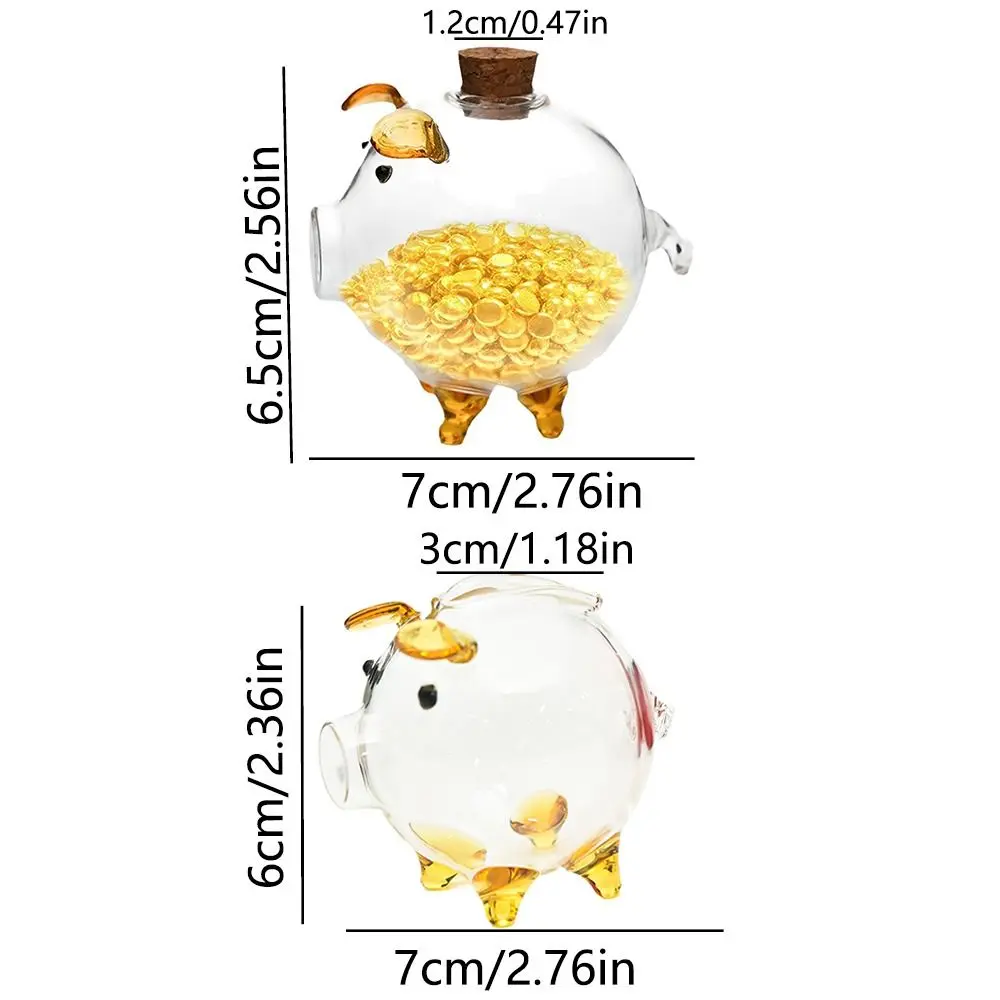 Cute Cartoon Piggy Money Bank Multi-purpose Handmade Coins Saving Box Durable Lightweight Glass Money Jar Desktop