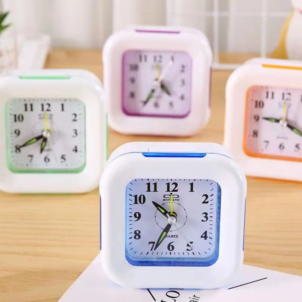 Multi-functional Cute Lazy Alarm Clock With Night Light Silent Small Table Clock Simple Bedside Clock Children's