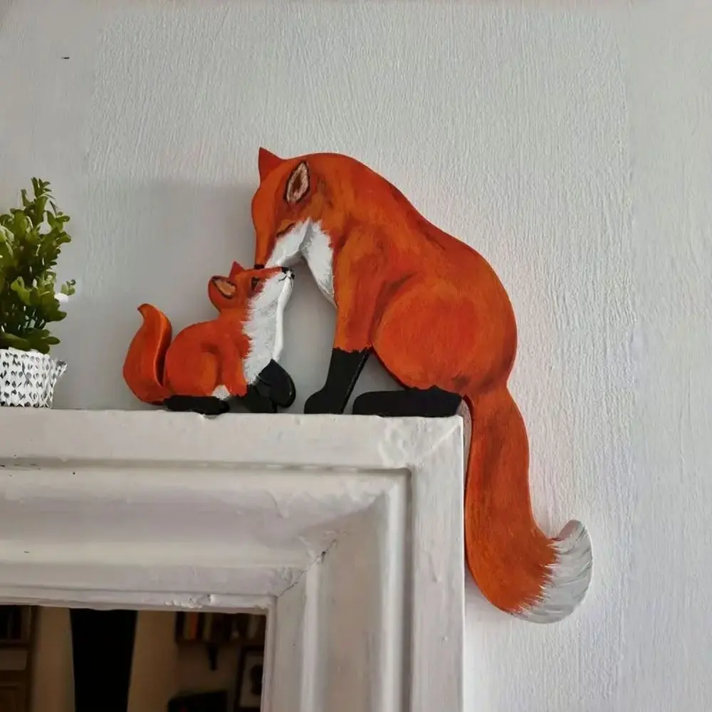 Charming Animal Threshold Ornaments Wooden Craft Safety Door Corner Hanging Ornaments Handcrafted Animal Shape Statue Home Decor