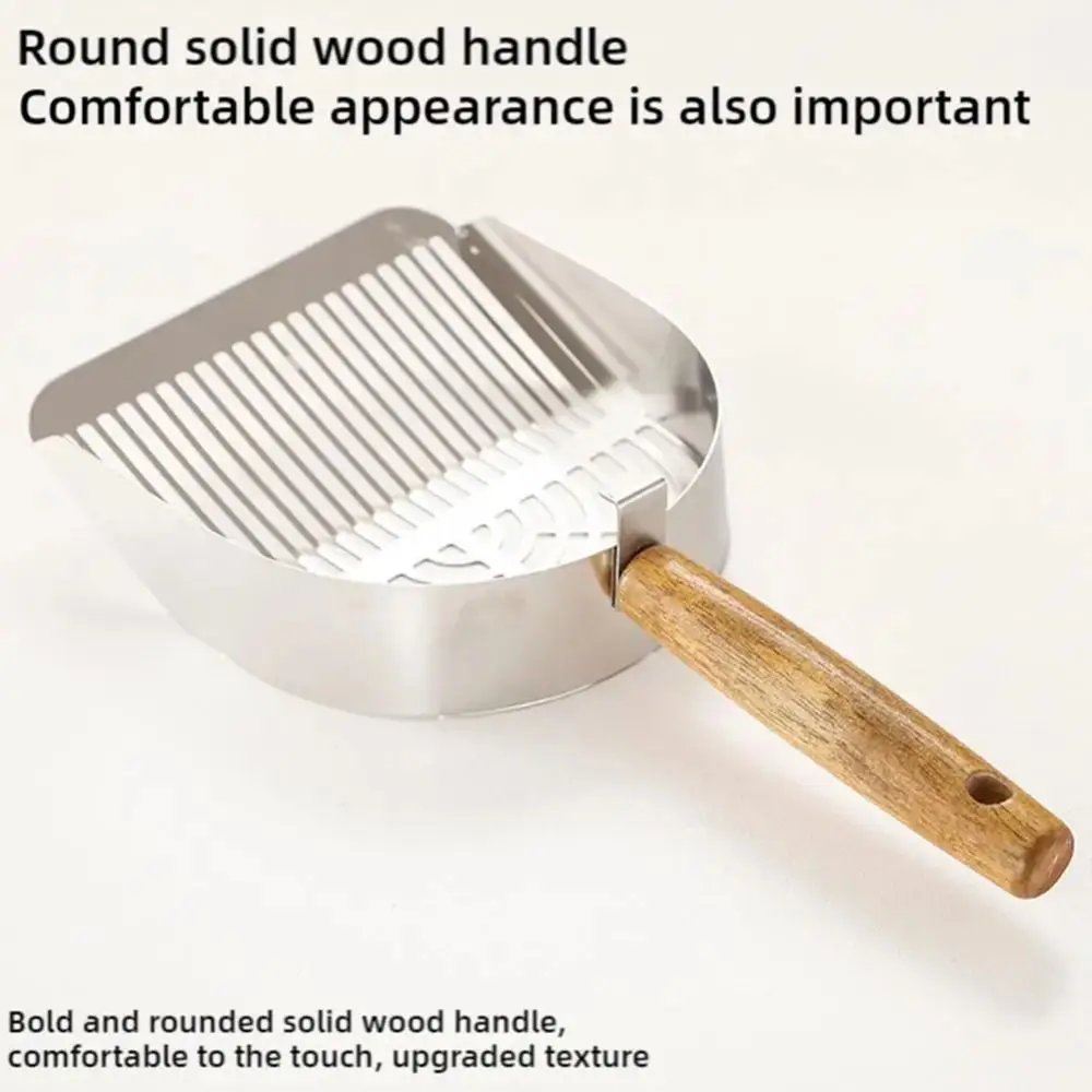 Stainless Steel Cat Litter Scoop with Hanging Hole Long Wood Handle Toilet Garbage Picker with Hook Detachable Pet Waste Shovel