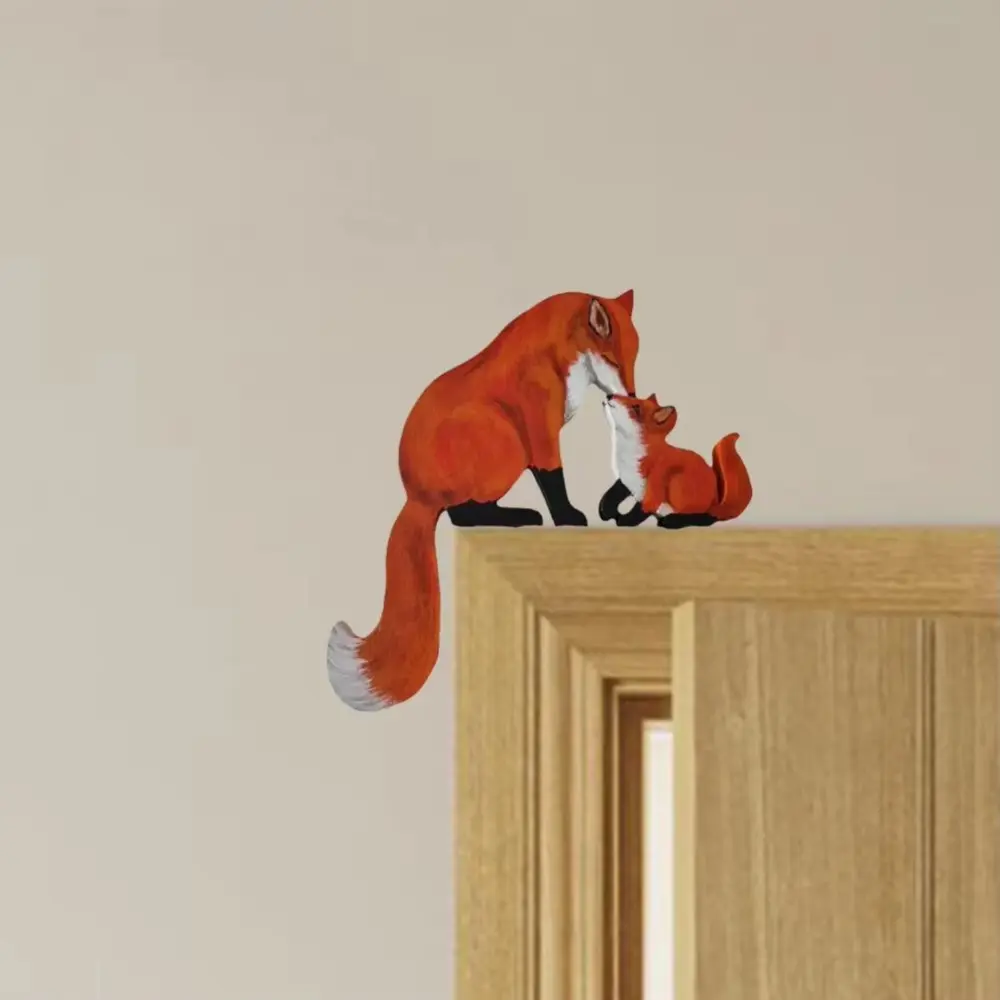 Charming Animal Threshold Ornaments Wooden Craft Safety Door Corner Hanging Ornaments Handcrafted Animal Shape Statue Home Decor