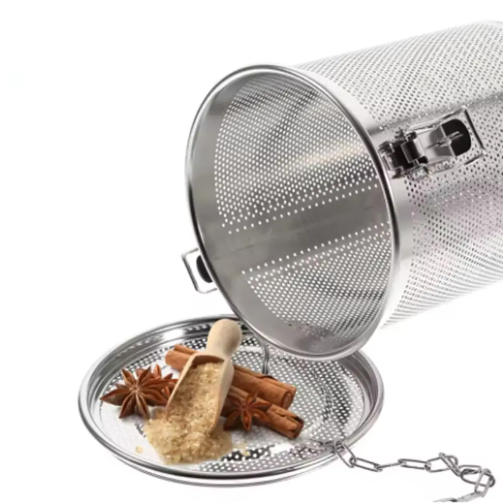 304 Stainless Steel Stew Seasoning Strainer Fine Mesh Rust-proof Brine Basket Corrosion-resistant with Chain Hook